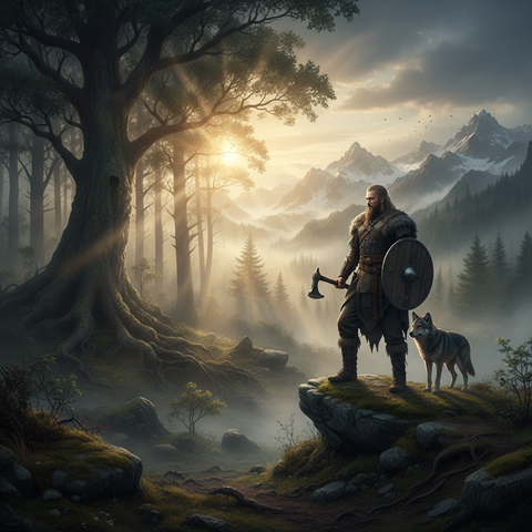 Foret nordique viking, ambiance mystique