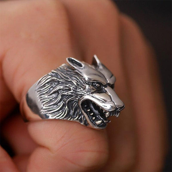 Bague Rock Tête de Loup pour Hommes & Terre des Loups Bague Rock Tête de Loup pour Hommes & Terre des Loups