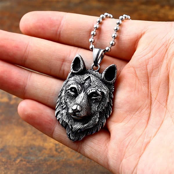 Richsteel Wolf Tand/Hoofd Hanger Roestvrij Staal Ketting voor Mannen Richsteel Wolf Tand/Hoofd Hanger Roestvrij Staal Ketting voor Mannen