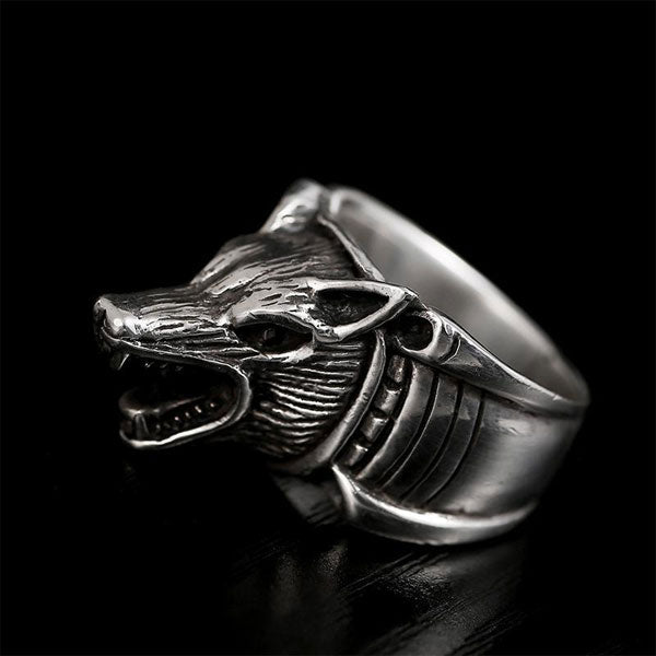 Bague Fenrir en Argent Massif pour Homme Terre des Loups