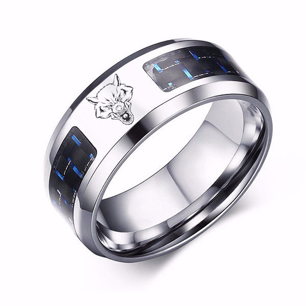 Bague Homme Loup Féroce – Acier Couleur Argent, Motif Lourd