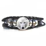 Bracelet loup blanc en cuir