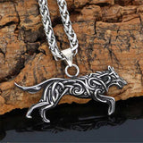 collier loup avec symboles triquetra nordique