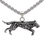 collier loup avec symboles triquetra