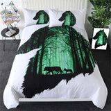Housse de couette avec une louve et son petit en foret
