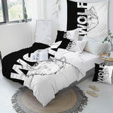 Housse de couette parure avec dessin de loup