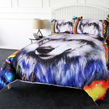 Housse de couette tete de loup blanc