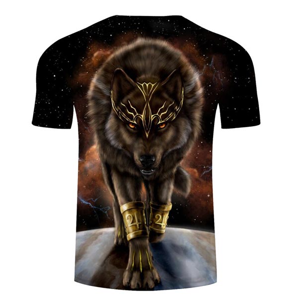 T-shirt Homme Motif Loup Bleu - Taille M - Neuf Sans étiquettes - Manches Courtes