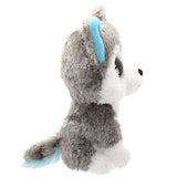 Peluche loup gris yeux profile