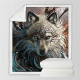 Plaid loup guerrier indien