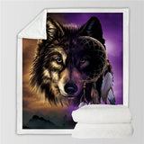 Plaid loup motif attrape reve