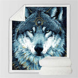 Plaid polaire tete de loup