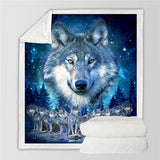 plaid soyeux loup grande meute