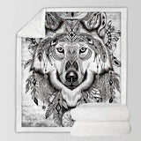Plaid tete de loup tribal