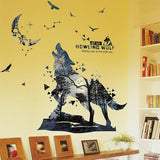 Stickers loup hurlant muraux