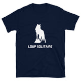 T-shirt loup solitaire bleu marine