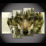 tableau loup 4 pieces