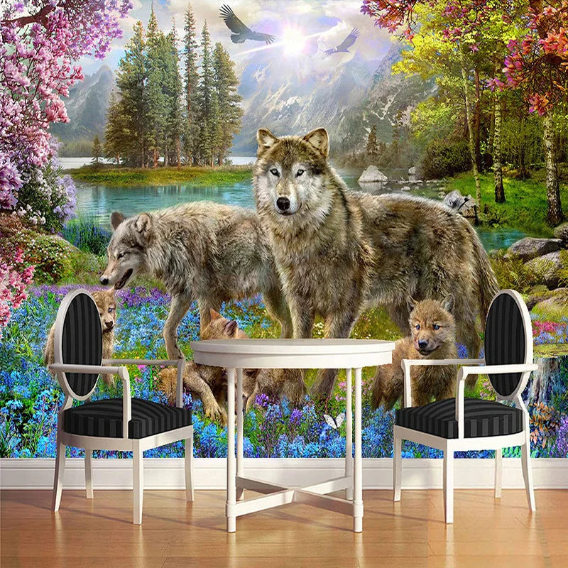 Papier peint loup - papier peint mural, decalcomanie, sticker mural et panoramique pour habiller une piece