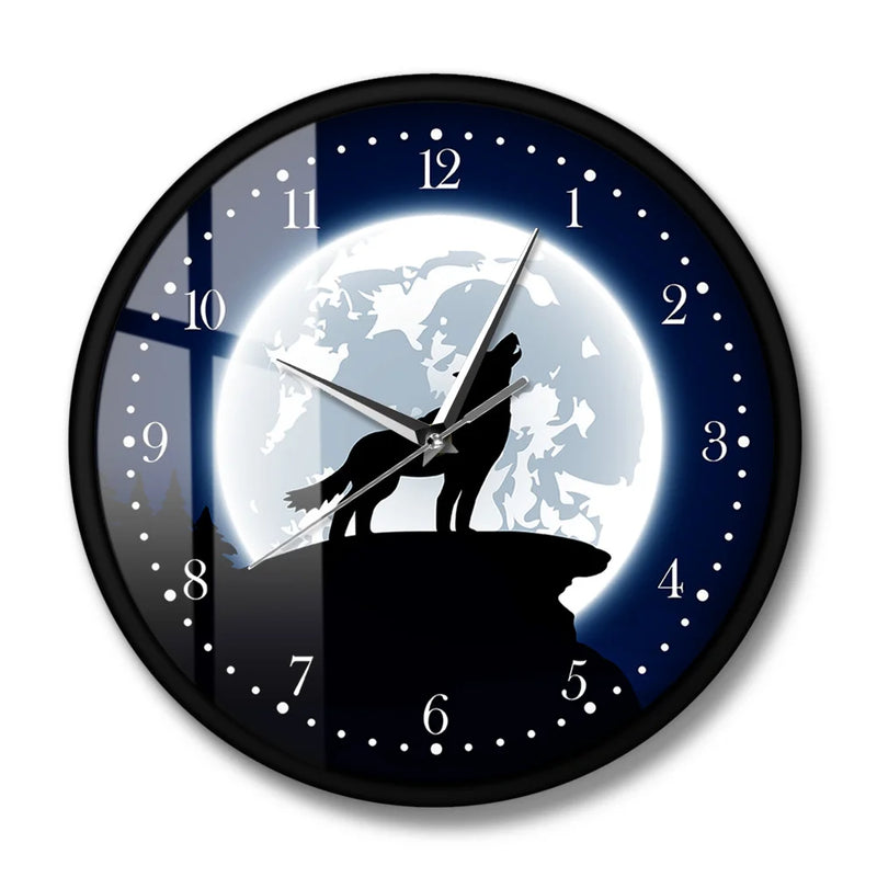 Horloge murale loup - vinyle, lune, tribal et style rustique pour habiller le mur