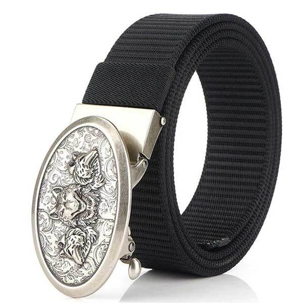 Ceinture loup - ceinture avec boucle tête de loup en métal, sangle cuir ou synthétique