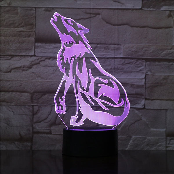 Lampes loup - lampe 3D LED, veilleuse enfant, lampe de table statement et motif hurlant, alpha ou pleine lune pour habiller salon, chambre ou chevet