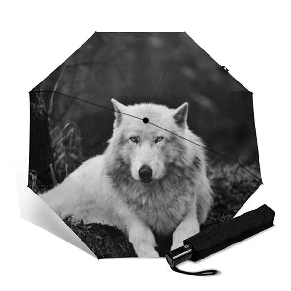 Parapluie loup - accessoire pluie compact, canne ou pliant, motif loup ou tête de loup