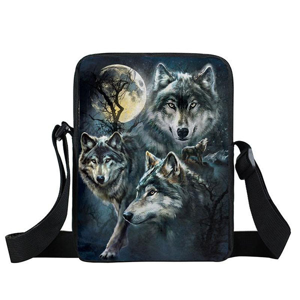 Sac a bandouliere loup - sacoche compacte Oxford impermeable pour transporter l'essentiel