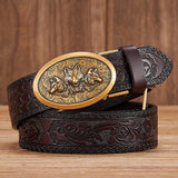 Wolf-Gürtel Gold "Dreiergespann"