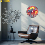 Horloge Murale Loups "Coucher de Soleil"