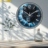Horloge Murale Loup Noir "Reflets Aquatiques"