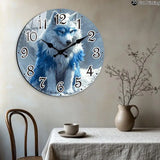 Horloge Murale Loup aux Motifs Bleus
