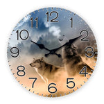 Horloge Murale Loups "Nuit Étoilée