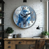Horloge Murale Loup aux Motifs Bleus