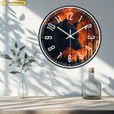 Horloge Murale Loup Forêt Enflammée