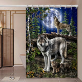 Wolf Shower Curtain Lunar Family