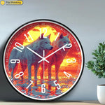 Horloge Murale Loups "Coucher de Soleil"
