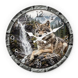 Horloge Murale Loup Forêt Cascade
