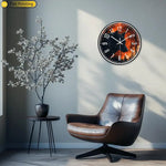Horloge Murale Loup Forêt Enflammée