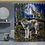 Wolf Shower Curtain Lunar Family