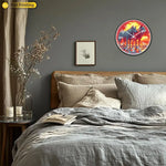 Horloge Murale Loups "Coucher de Soleil"