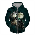 VESTE LOUP LUNE VERTE