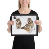 Tableau avec des loups cadre noir 27 cm x 35 cm