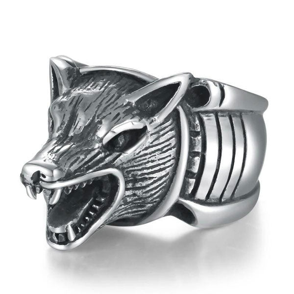 Bague Fenrir en Argent Massif pour Homme Terre des Loups