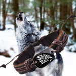 bracelet loup hurlant cuir motif tribal