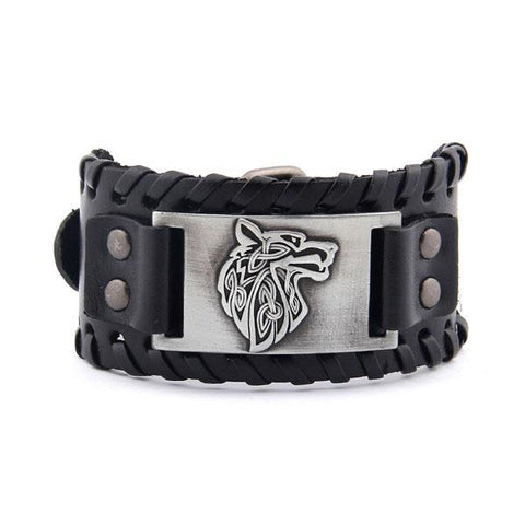 Protège-poignet En Cuir PU Style Viking Tête De Loup - Taille élastique, Design Médiéval - Pour Cosplay, LARP, Renaissance - 5