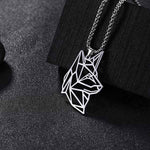 collier pendentif tete de loup origami