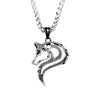 COLLIER LOUP PENDENTIF TÊTE ALPHA (ACIER)