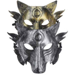 Masques en forme de loup doré et argenté