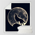 plaid soyeux loup hurlement pleine lune