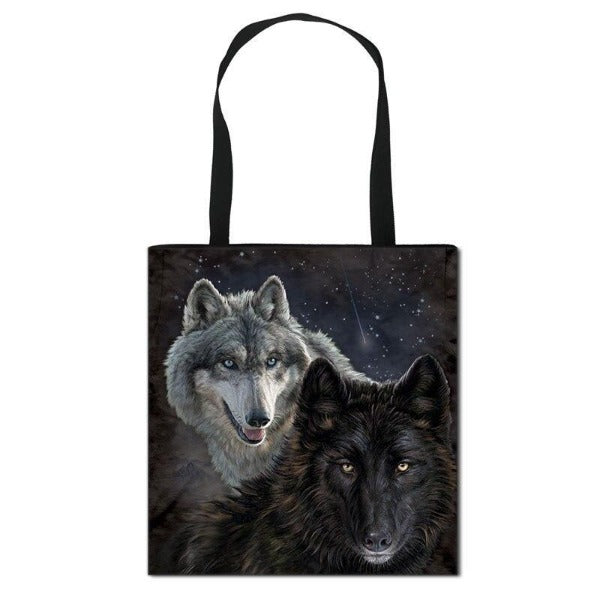 Sac Réutilisable Loup Gris et Noir Terre des Loups
